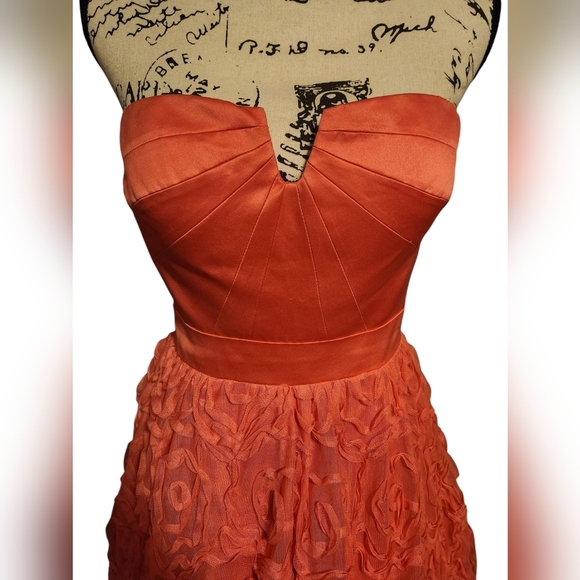 Hailey Logan By Adrianna Propell Coral Rosette Strapless Gown - Picture 4 of 14